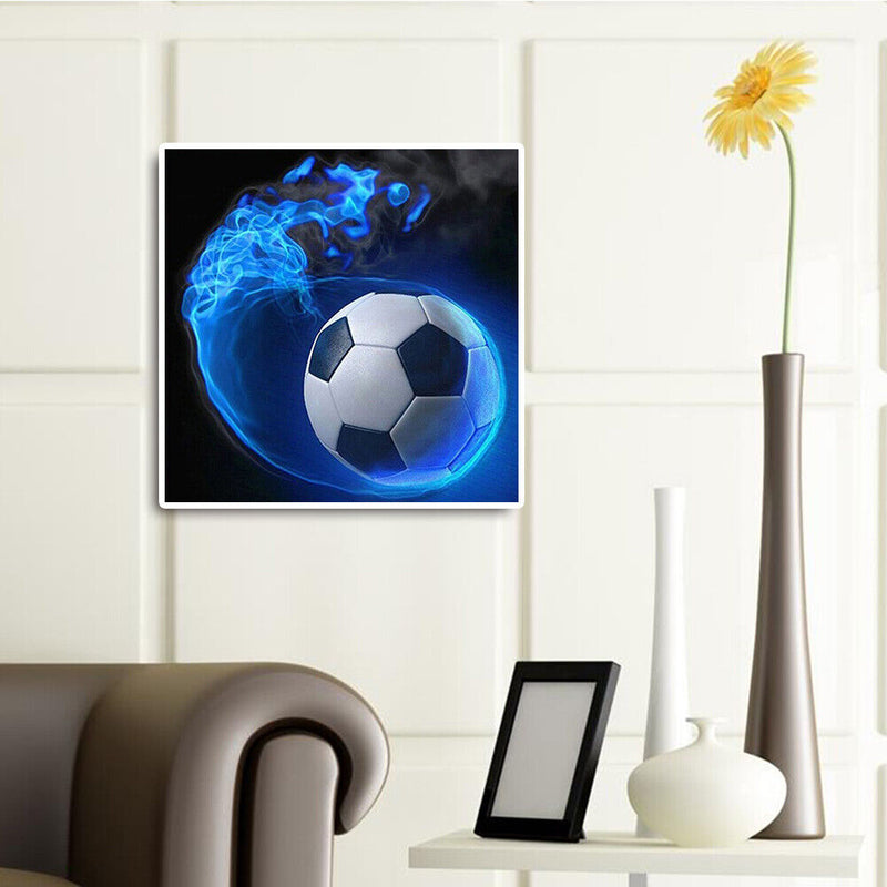 30x30cm 5D DIY Full Round Drill Diamond Painting Football Blue for Home Decor