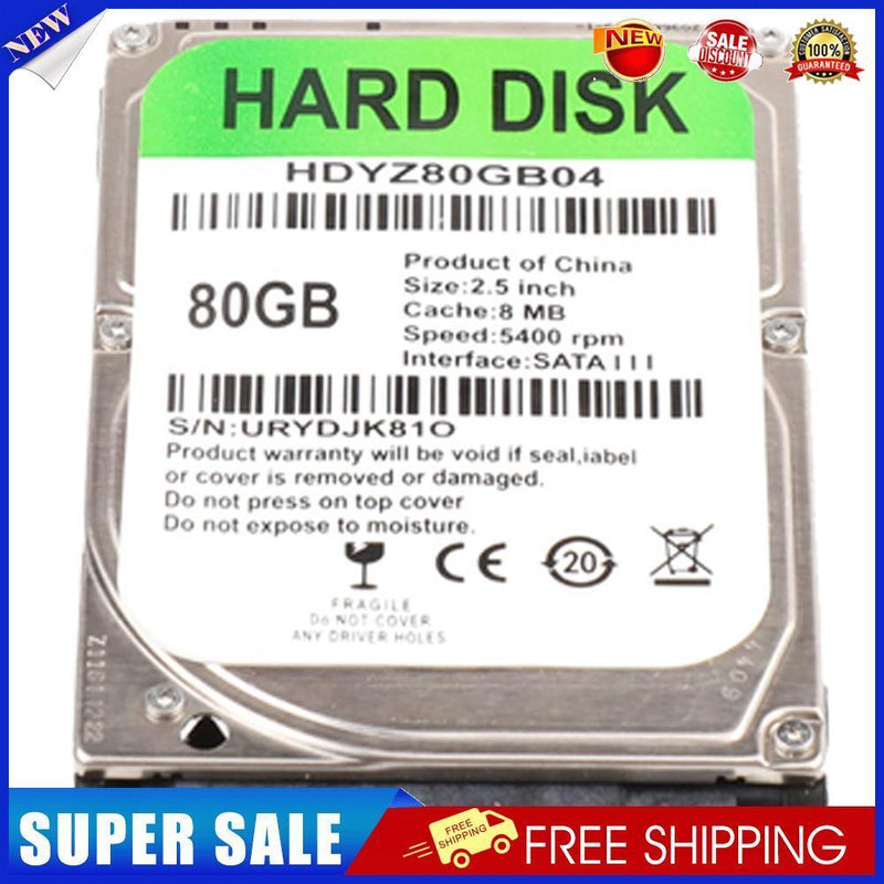 80GB Internal HDD 2.5 inch SATA III 5400 RPM Hard Drive for Laptop Computer