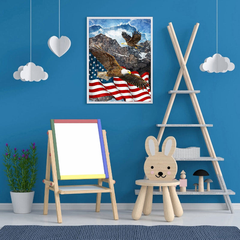 5D DIY Diamond Painting USA Flag Eagle Full Round Drill Crafts Mosaic Rhinestone