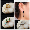 Punk Gothic Stainless Steel Earrings Ear Stud Cross Stars Dangle Pendant