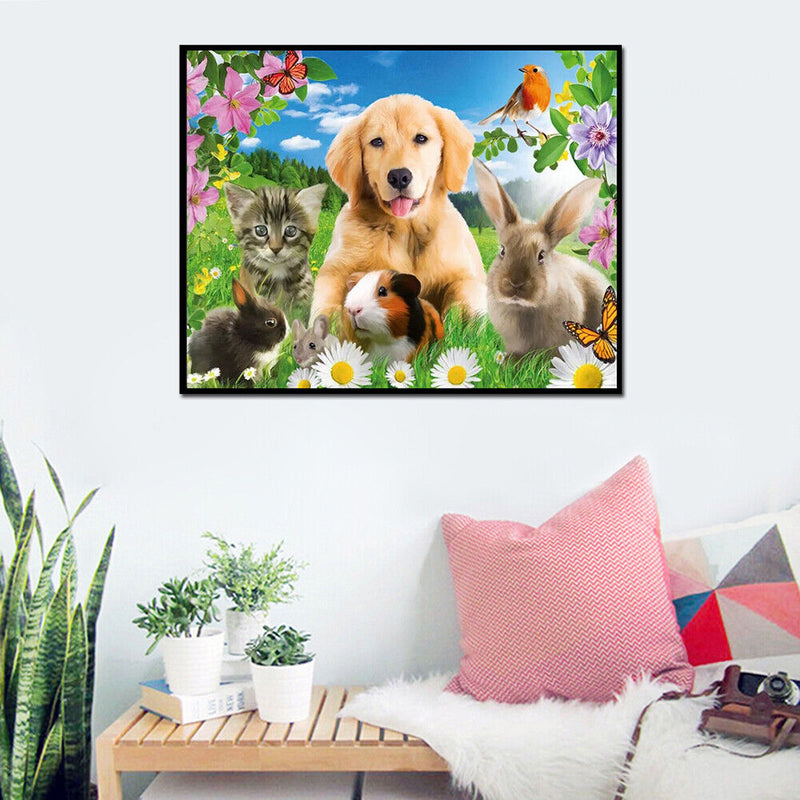 5D DIY Full Drill Diamond Painting Cute Animals Cross Stitch Embroidery Kit