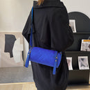 Diamond Lattice Leather Cylinder Pillow Bag for Women Shoulder Messenger Handbag