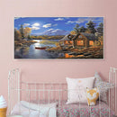 Spot Drill Handicraft Full Drill Diamond Painting Kit Riverside Lodge Mosaic