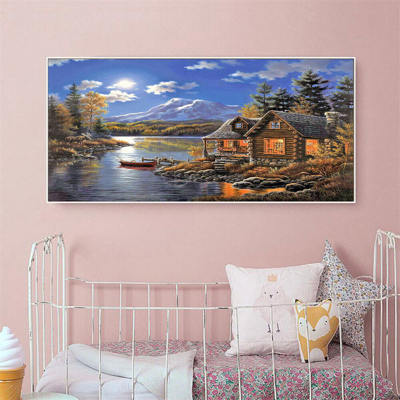 Spot Drill Handicraft Full Drill Diamond Painting Kit Riverside Lodge Mosaic