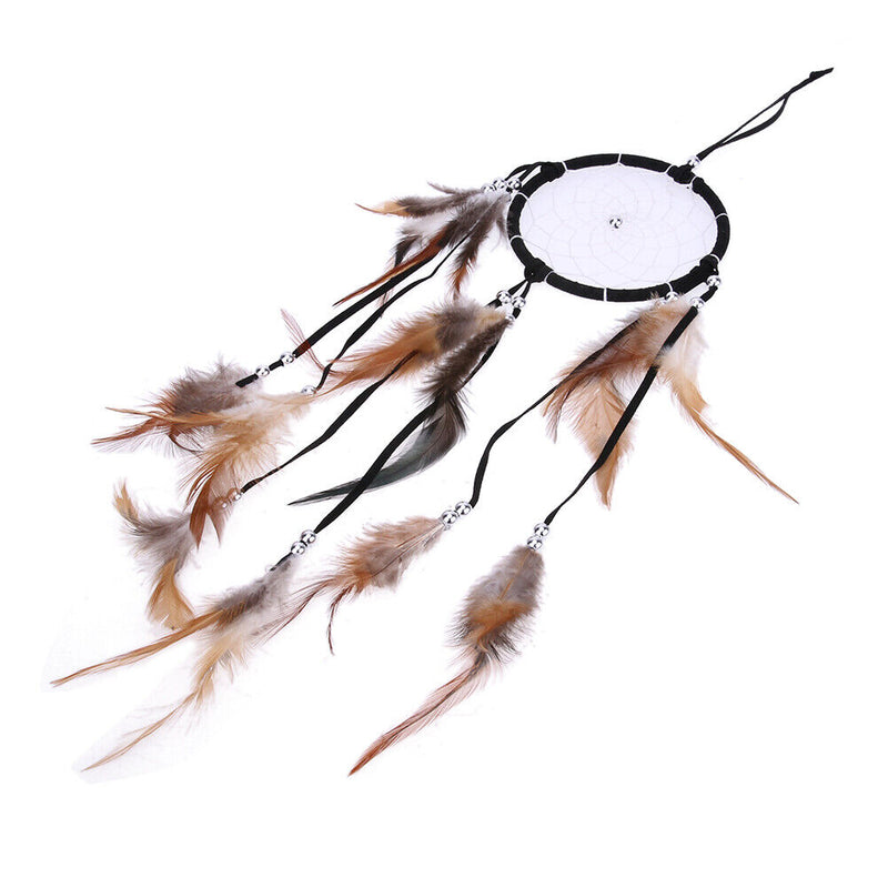Black Handmade Feathers Catcher Wall Hanging Dream House Car Decor Craft Fes