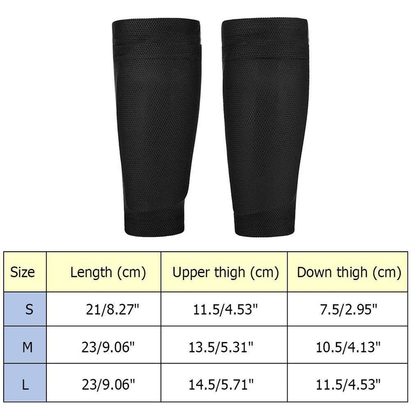 1 Pair Soccer Protective Socks Shin Pads Shin Guard with Pocket (Black M)