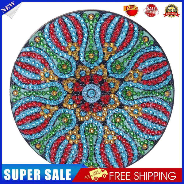 5D DIY Diamond Painting Mandala Wooden Round Coaster Cup Cushion (AA1058-7)