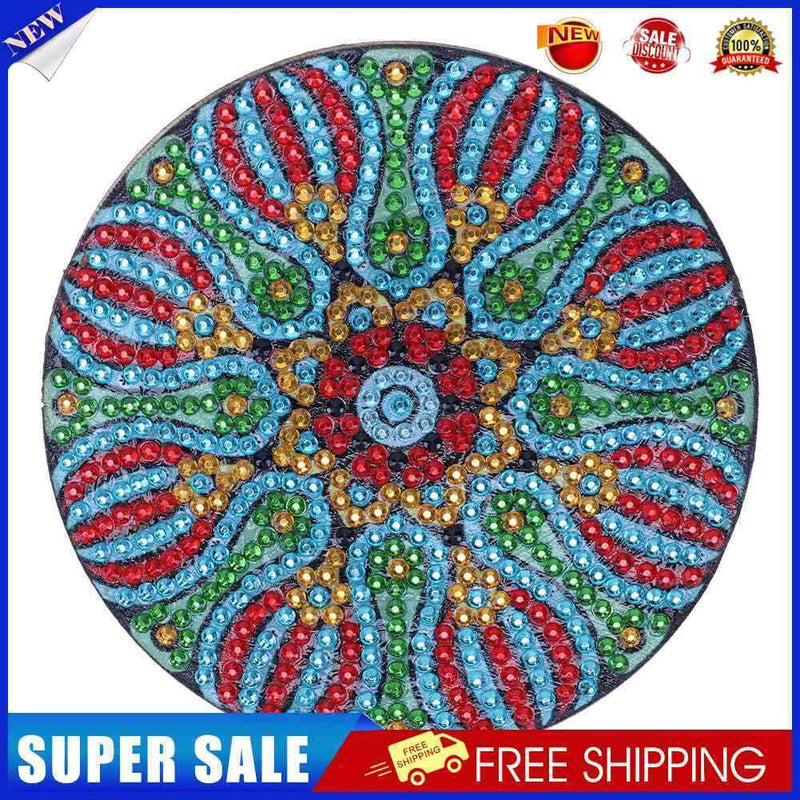 5D DIY Diamond Painting Mandala Wooden Round Coaster Cup Cushion (AA1058-7)