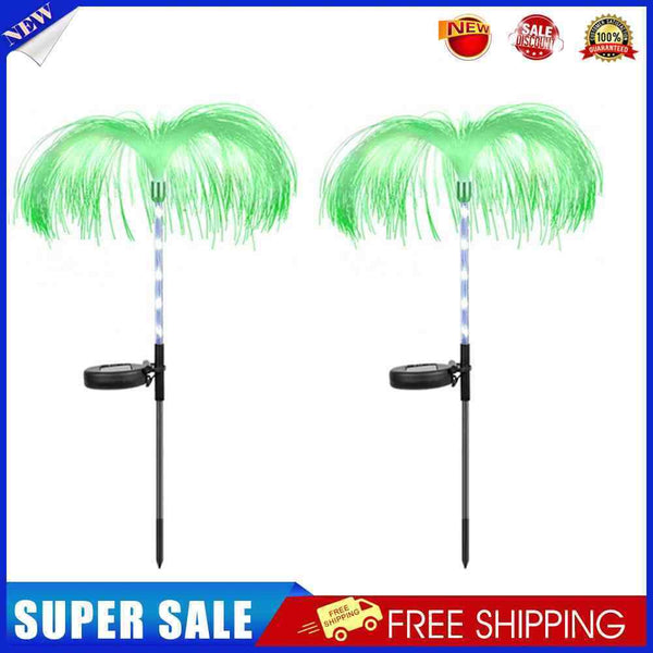 2pcs Solar Fiber Optic Garden Lawn Light Jellyfish Outdoor Path Ground Lamp