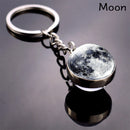 Solar System Metal Pendant Galaxy Earth Mars Glass Moon Keychain (Moon) Newly