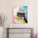 Three Cats Oil Paint By Numbers Kit DIY Acrylic Painting on Canvas Frameles