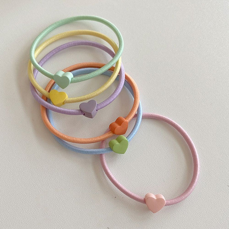 Elastic Band Women Girls Hair Rope Ponytail Holders Candy Color Heart Hair Tie