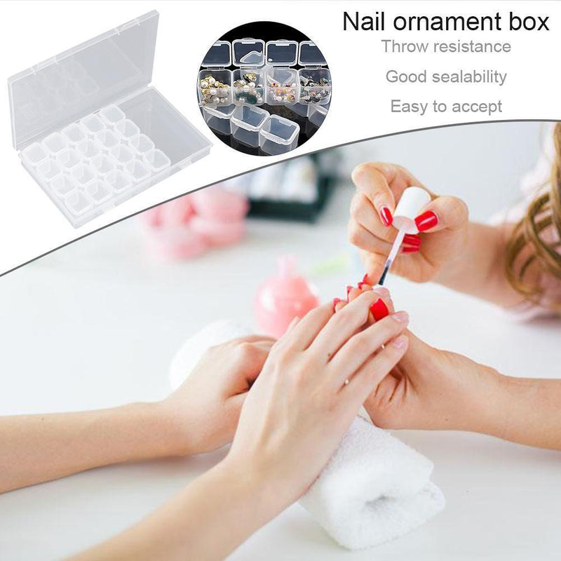 28pcs Nail Art Box Organizer Storage Transparent Jewelry Case Makeup Beauty