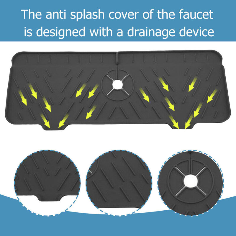 Faucet Absorbent Mat Sink Splash Guard Drying Pads for Kitchen RV (Black) Newly