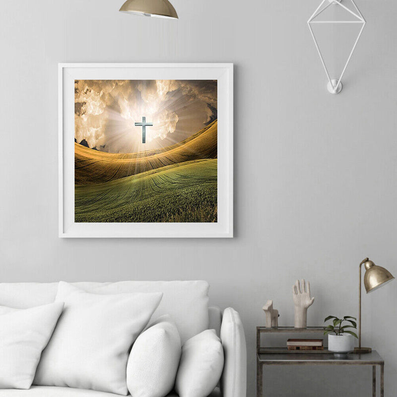 Diamond Painting Cross over Field Full Round Rhinestone Picture DIY 30x30cm