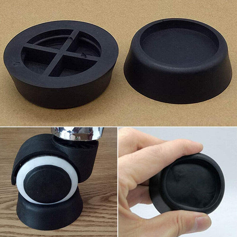 4pcs Rubber Leg Anti-vibration Non-slip Refrigerator Chair Feet Mat (Black)