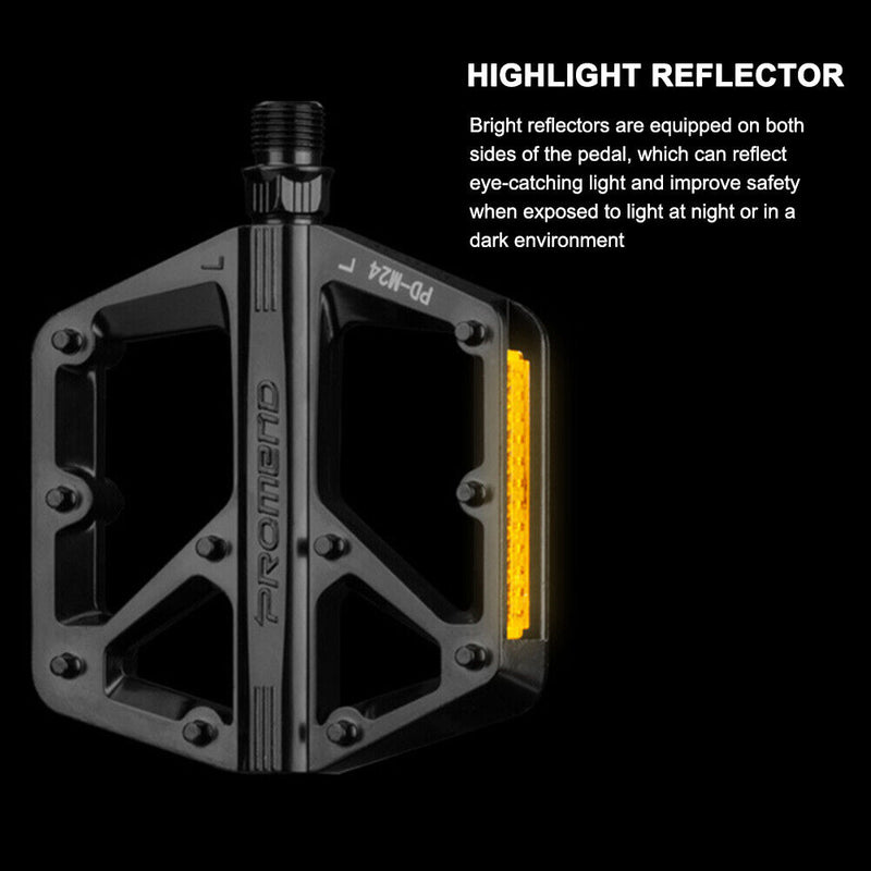 PROMEND Mountain Bike Aluminum Alloy Pedals with Reflector Footpegs Cycling Part