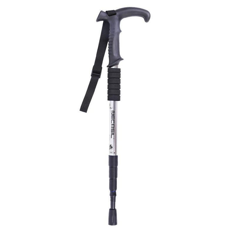 Trekking Pole 4 Sections T Shape Telescopic Outdoor Hiking Walking Crutch S