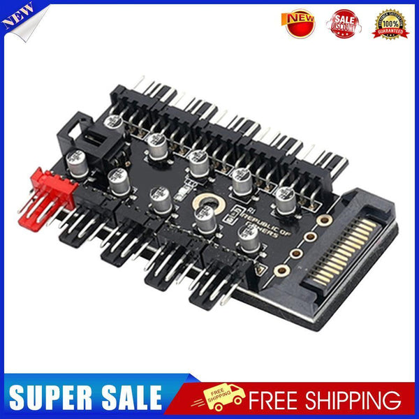 1 to 10 4Pin PWM Cooling Fans HUB PC SATA Port Power Speed Controller