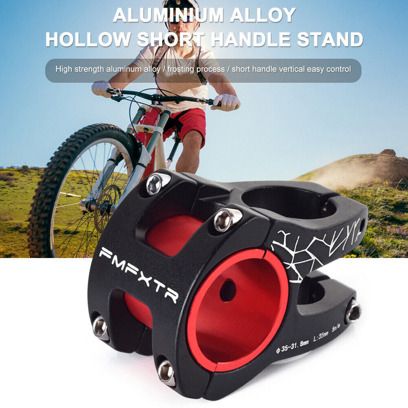 0 Degree MTB Road Bike Handlebar Stem 31.8/35mm Bicycle Riser Stems (Black)