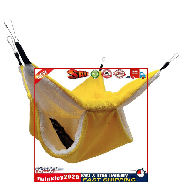Small Animal Hammocks Warm Plush Bunkbed Pet Hideout Crystal (Yellow S) Newly