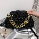 Women PU Leather Shoulder Bags Lady Metal Chain Diamond Lattice Bag Purse Bag
