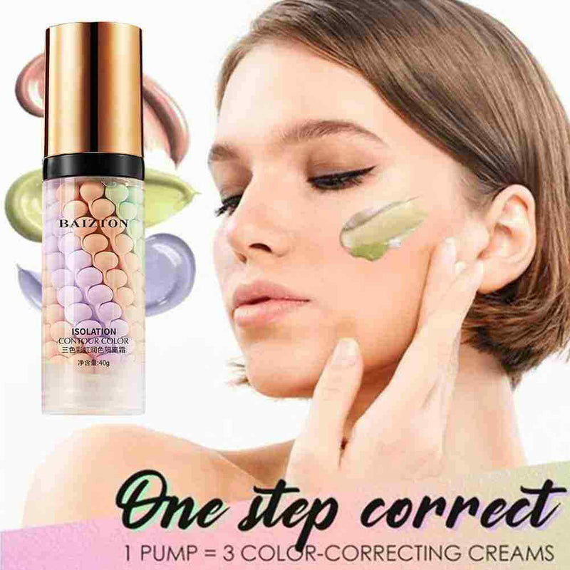 Rainbow Tricolor Isolation Concealer Full Coverage Brighten Makeup lasting V8E6