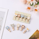 Cute Cartoon 10 Pcs/Set With Hemp Rope Craft Decoration Photo Clip Wooden Clip
