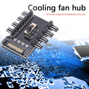 Splitter Cooling Fan Hub PC SATA 1 to 8 3Pin 12V Power Socket PCB Adapter