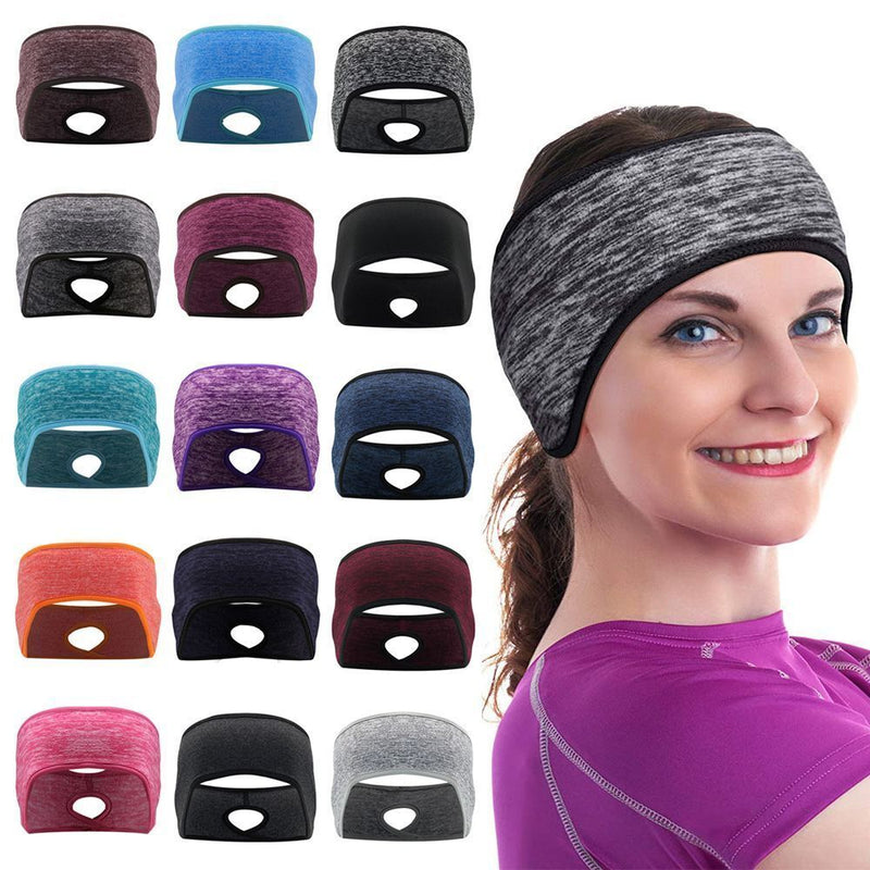 Women Girls Ear Warmer Running Headband Winter Sweatband Ponytail Headband