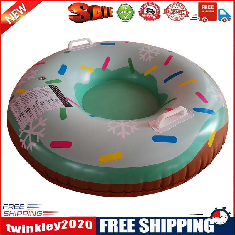 Winter Inflatable Ski Circle with Handle Durable Kids Adults Snow Sled Ring