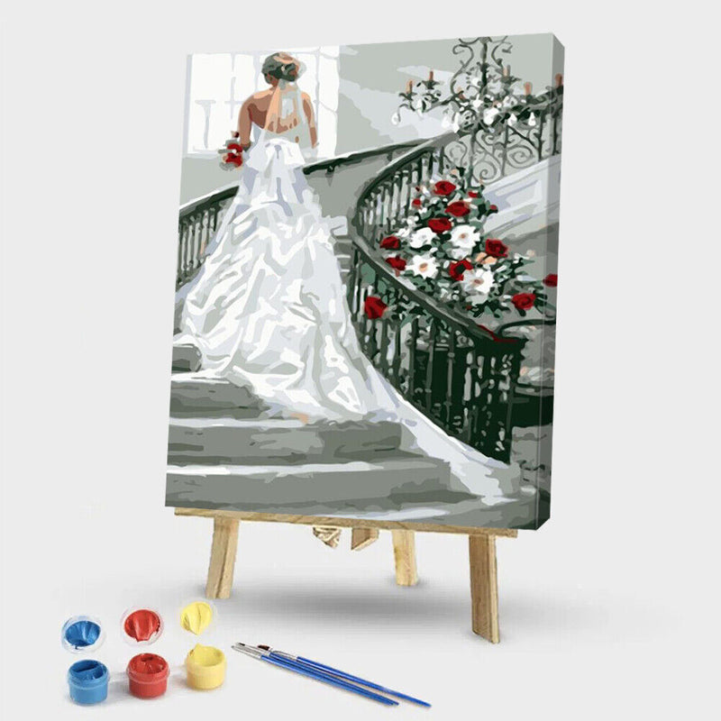 The Bride in the Stairs No Frame Pictures By Number DIY Digital Coding Oil Paint