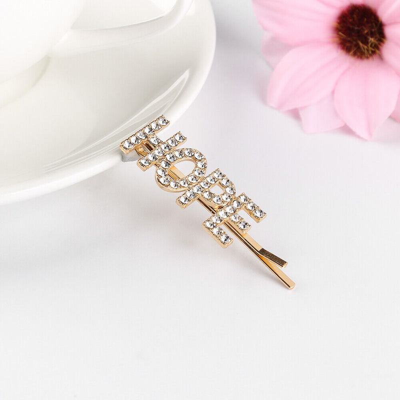 DREAM  Beauty Hair Clips Letter Barrettes Crystal Hairpins Rhinestone Headwear