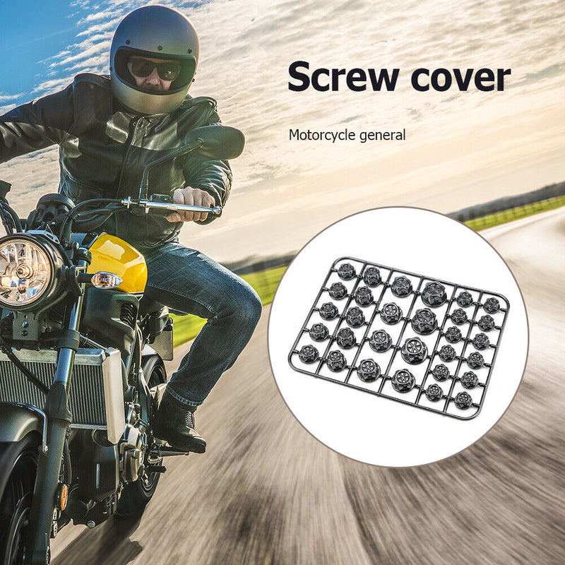 30pcs/Set Motorcycle Screw Cap Cover Engine Nut Bolt Caps Decor (Black)
