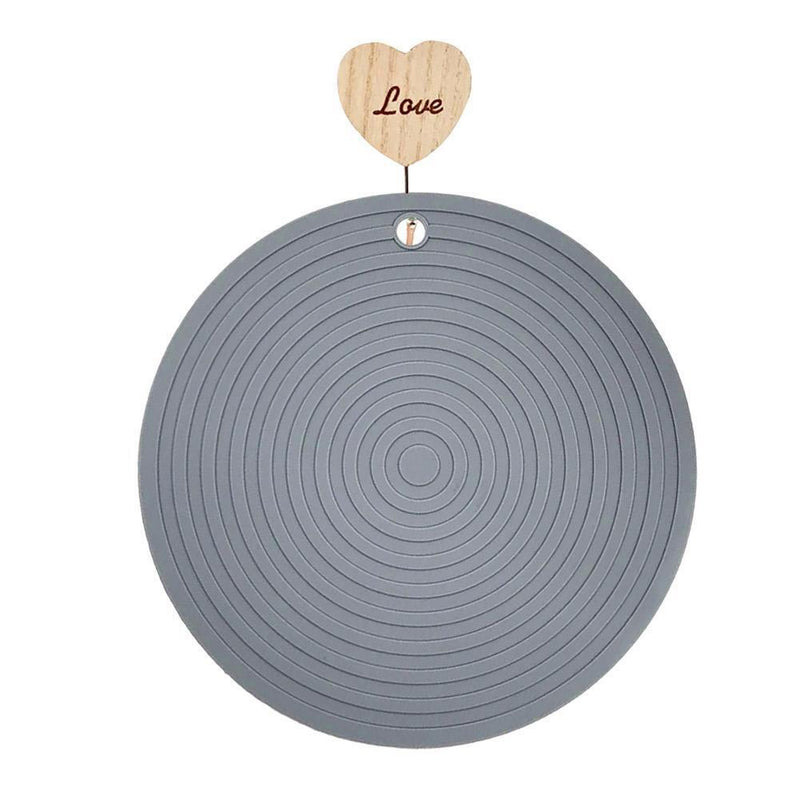 Round Silicone Heat Resistant Table Mat Anti-Scalding Placemat (Grey)