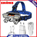 Rechargeable COB LED Headlamp Outdoor Waterproof Light with Car Chargers Adapter