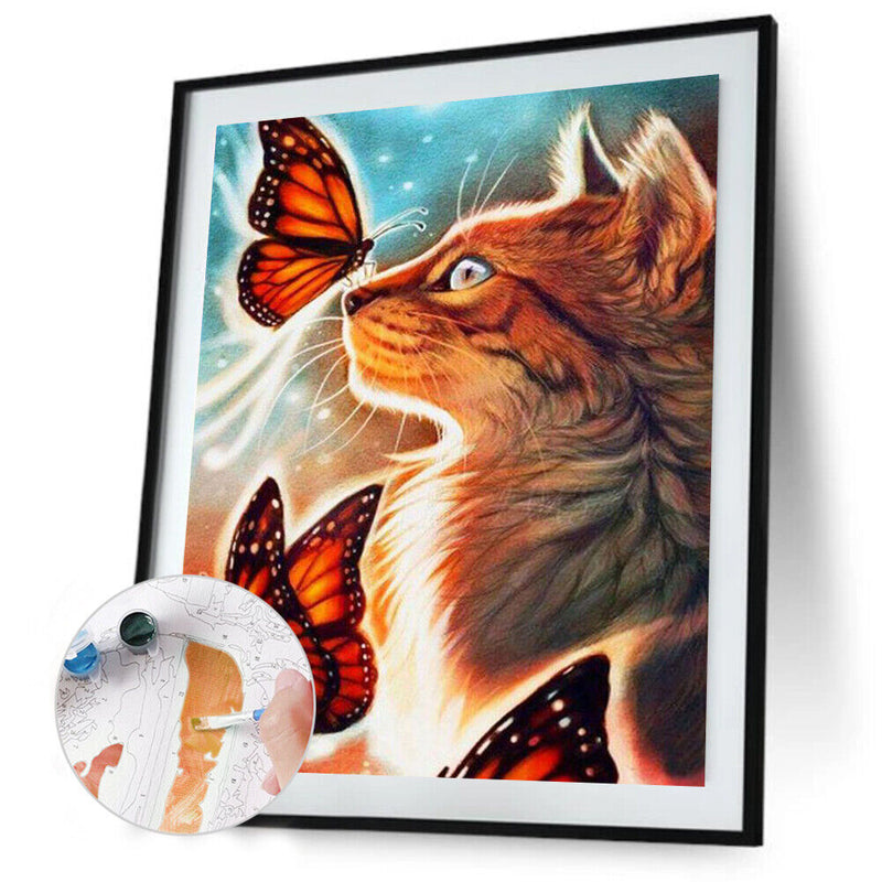 Oil Paint By Numbers cat Coloring Picture Digital Drawing