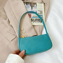 Fashion Nylon Underarm Tote Bag Women Solid Shoulder Hanbag (Blue Green)