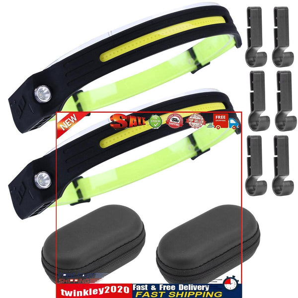 Black Sensor COB Headlight Long Distance Lighting & Adjustable Mode (2pcs) Newly