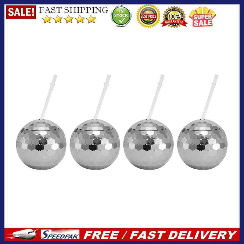 600ml Disco Ball Cups Cocktail Nightclub Party Straw Wine Glass Drinking Mu