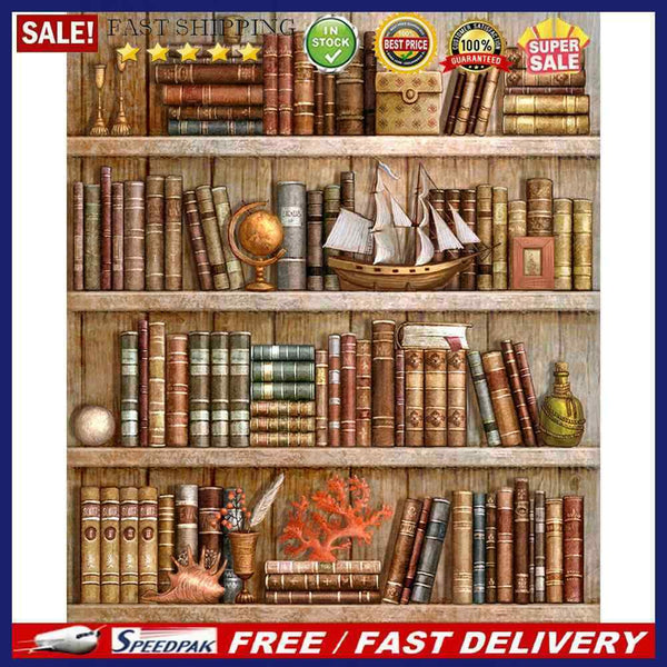 Home Bookshelf Frameless Picture Oil Paint By Numbers Hand Painted Picture