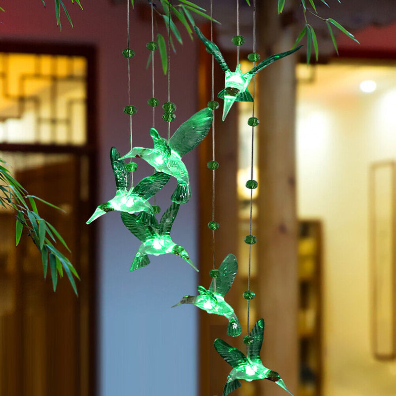 Solar Hummingbird Wind Chimes Hanging Catcher Windchime Pendant Hanging Ornament