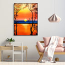 Painting By Numbers Kit DIY Sunset Tree Hand Painted Canvas Oil Art Picture