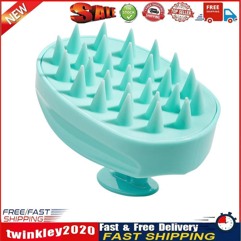 Silicone Head Smooth Hair Massage Brush Bath Scalp Stimulate (Lake Blue) Newly