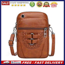 Women Soft Leather Messenger Bag Multi-layer Shoulder Zipper Small Phone Pouch