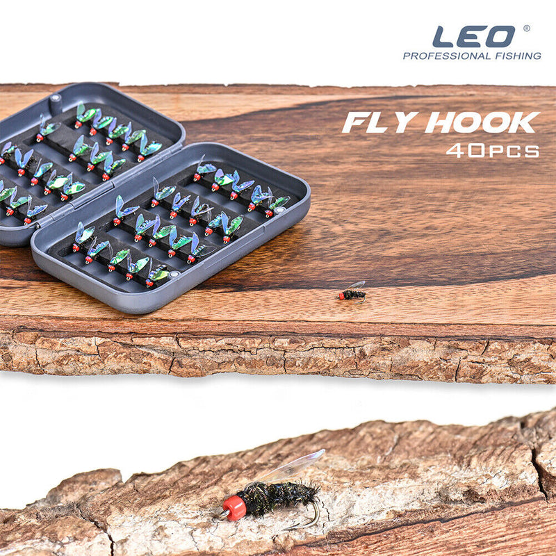 40pcs Bionic Insects Flies Fishing Lures Fly Hook Bait Fishing Accessories