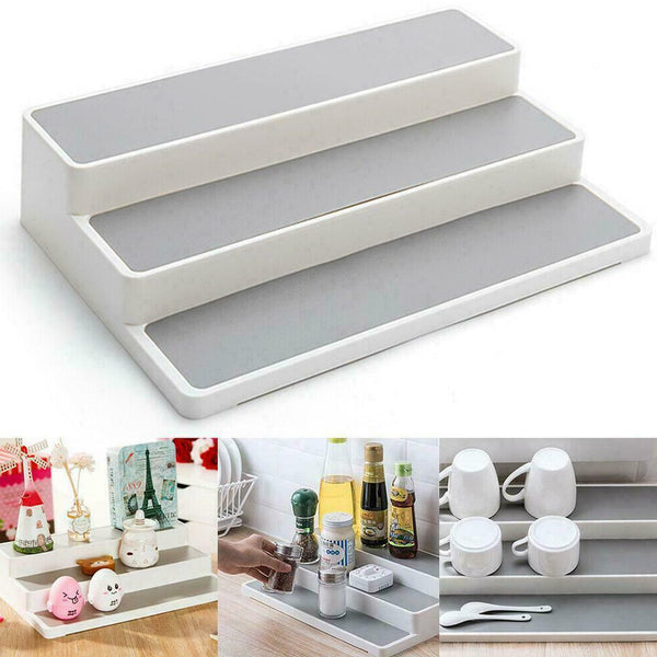 White 3 Tier Shelf Jar Rack Holder Cupboard Organiser Hot Kitchen Tools I8U5