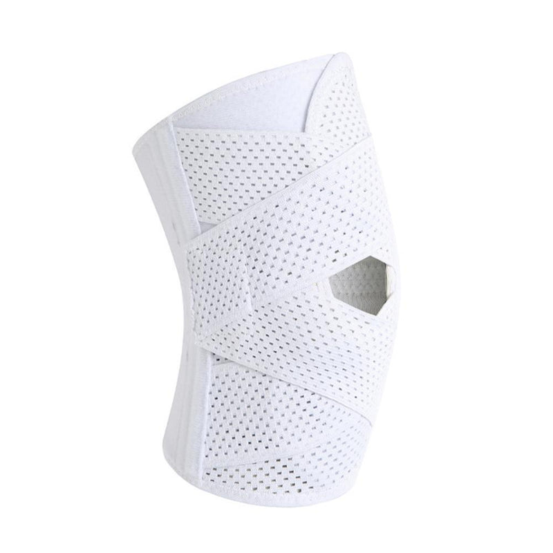 Knee Support Arthritis Injuries Basketball Compression Knee Brace (White L)