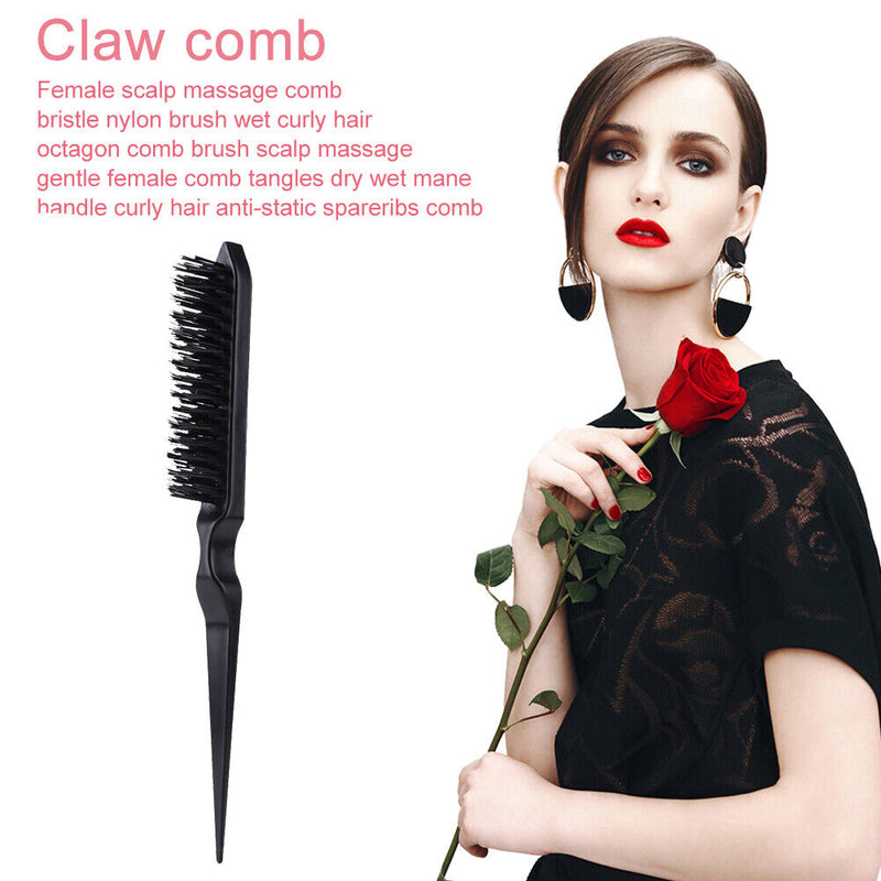 Anti Static Sectioning Hair Comb Boar Bristle Brush Blowing Hair Brush for Wo