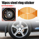 16pcs 18 inch Reflective Car Motorcycle Wheel Rim Stripe Stickers (Yellow) Newly